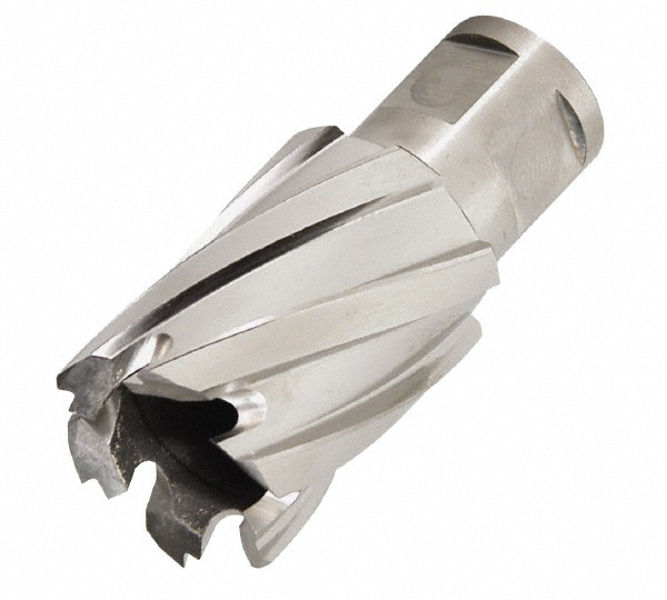 Annular Cutter: 1.2992" Dia, High Speed Steel - 3/4" Shank Dia, Weldon Flat Shank, 2 Flats, Bright/Uncoated