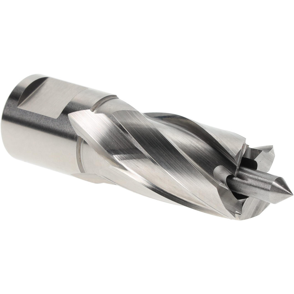 Annular Cutter: 0.7087" Dia, High Speed Steel - 3/4" Shank Dia, Weldon Flat Shank, 2 Flats, Bright/Uncoated