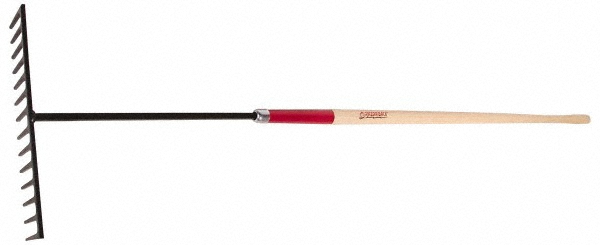 Asphalt Rake with 78" Straight Wood Handle - 17" Blade Width, 14 Tines, 4" Tine Length