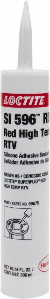 Joint Sealant: 300 mL Cartridge, Red, RTV Silicone - 600 deg F Max, 30 min Tack Free Dry Time