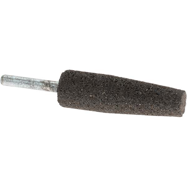 Mounted Point: 2-1/2" Thick, 1/4" Shank Dia, A1, 24 Grit, Very Coarse - Zirconia Alumina, 1-1/2" Shank Length