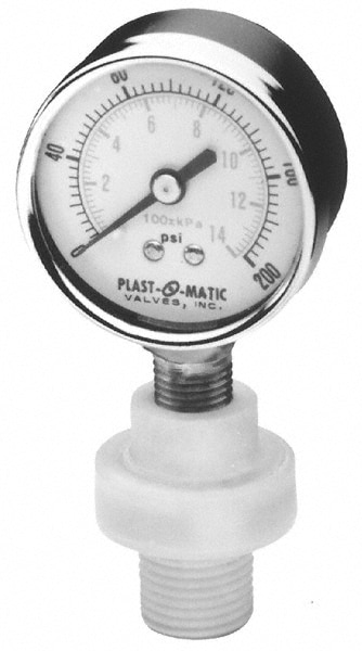 Pressure Gauge Guards & Isolators; Accuracy (%): 4.0 ; Minimum PSI: 0 ; Maximum PSI: 15 ; Material: Polypropylene ; Pressure: 200 ; Diaphragm Material: Buna-N