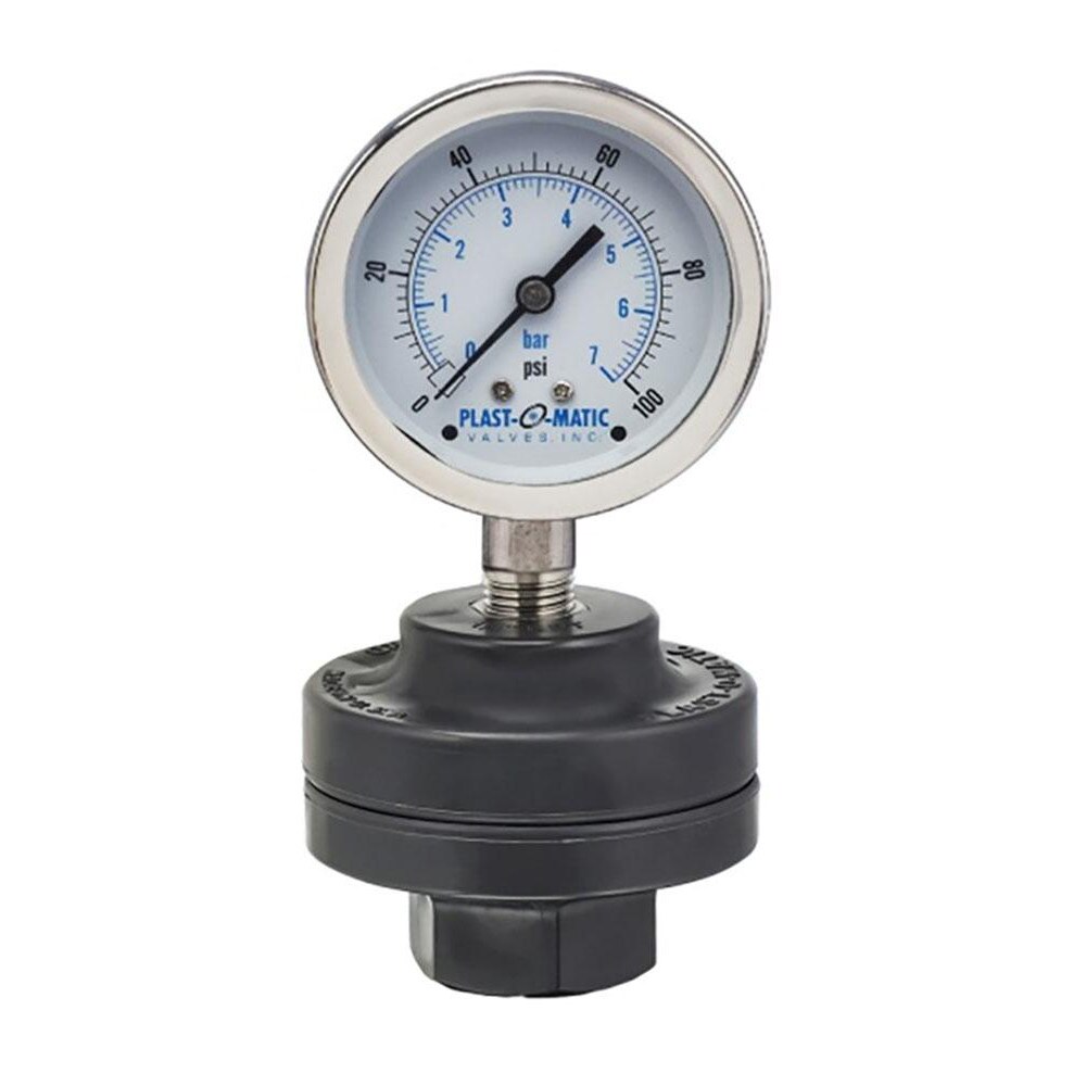 100 Max psi, 2 Inch Dial Diameter, PVC Pressure Gauge Guard and Isolator