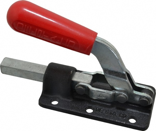 Standard Straight Line Action Clamp: 800 lb Load Capacity, 1.63" Plunger Travel, Flanged Base, Carbon Steel