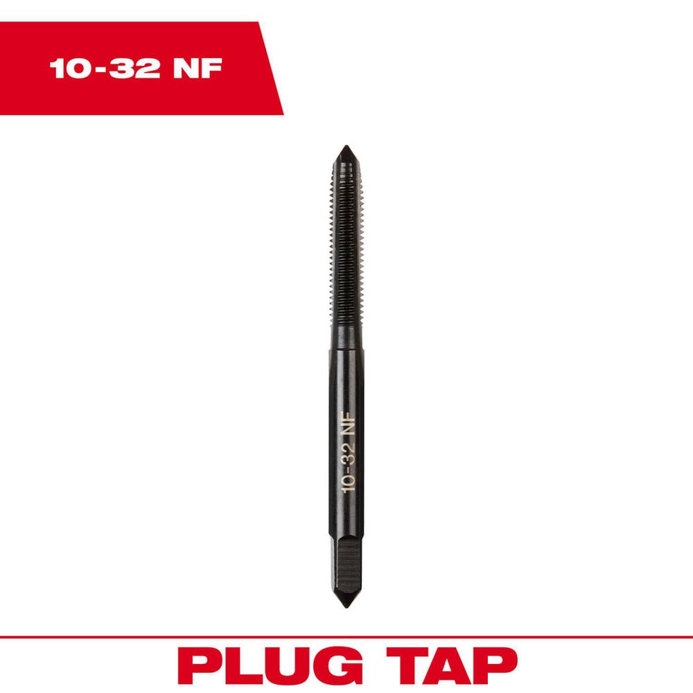 Straight Flute Taps; Tap Type: Straight Flute ; Thread Size (Inch): #10-32 ; Thread Standard: UNF ; Chamfer: Plug ; Material: High-Carbon Steel ; Coating/Finish: Black Oxide