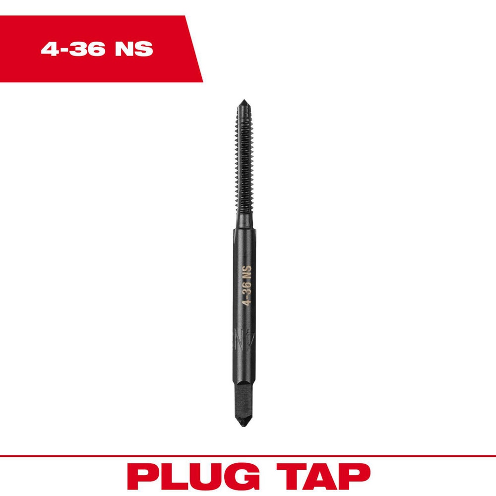 Straight Flute Taps; Tap Type: Straight Flute ; Thread Size (Inch): #4-36 ; Thread Standard: UNS ; Chamfer: Plug ; Material: High-Carbon Steel ; Coating/Finish: Black Oxide