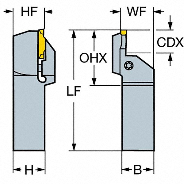 Sandvik Coromant 3/4" Max Depth, Right Hand Indexable Face Grooving
