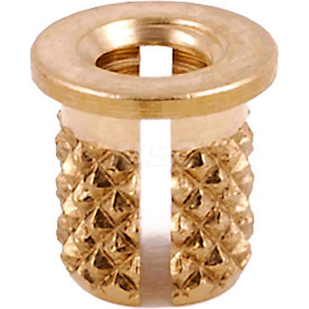 E-Z LOK Press Fit Threaded Inserts; Product Type: Flanged; Material: Brass; Drill Size: 0.1560; Finish: Uncoated; Thread Size: M3; Thread Pitch: 0.5