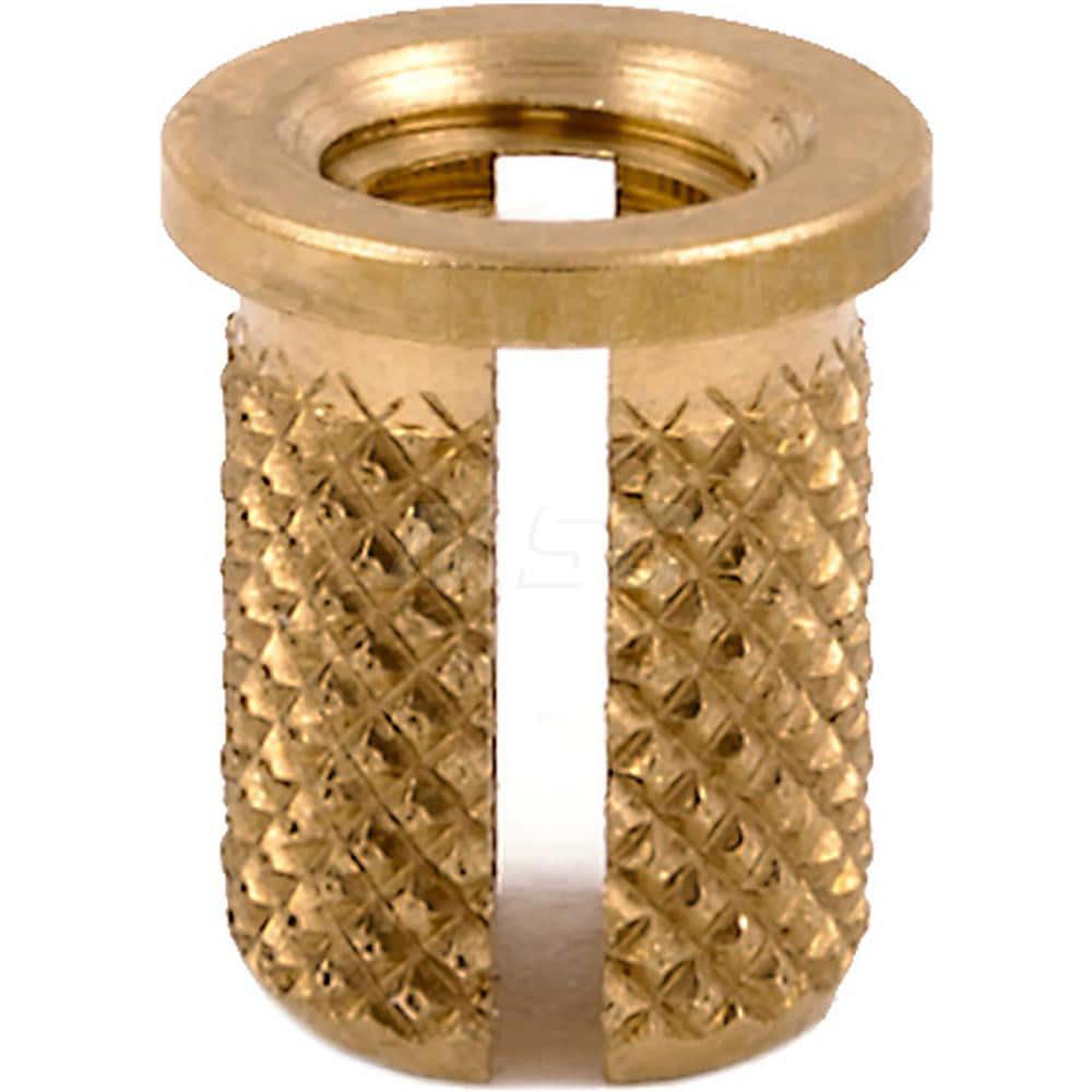 E-Z LOK Press Fit Threaded Inserts; Product Type: Flanged; Material: Brass; Drill Size: 0.2500; Finish: Uncoated; Thread Size: M5; Thread Pitch: 0.8