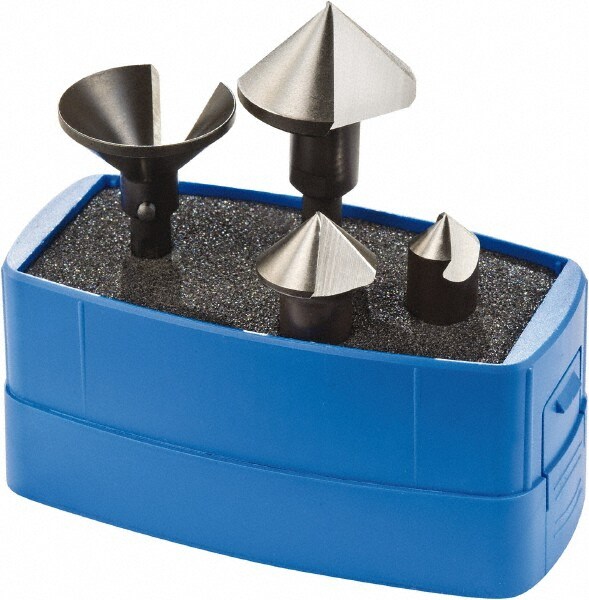 Countersink Set: 6 Pc, 0.05 to 1.2" Head Dia, 1 Flute, 90 ° Included Angle