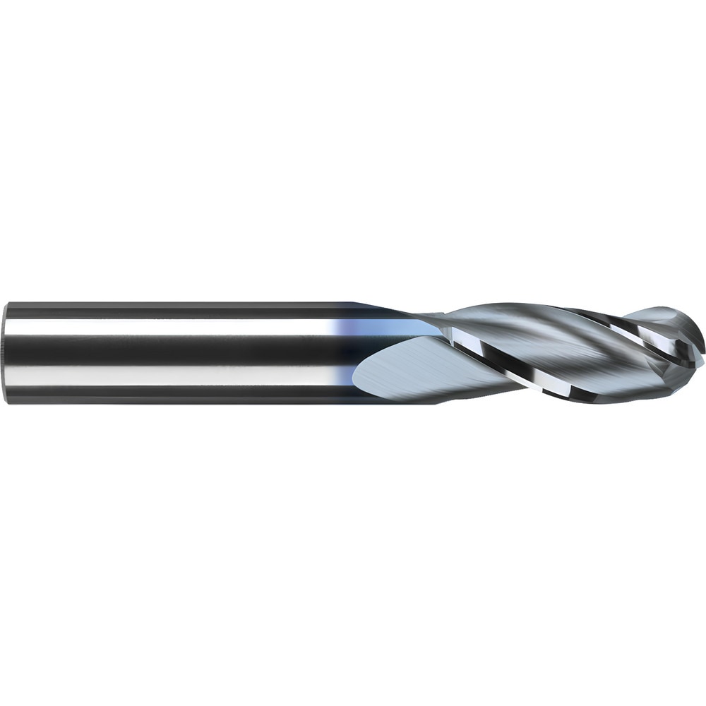 Ball End Mill: 0.125" Dia, 0.5" LOC, 3 Flute, Solid Carbide