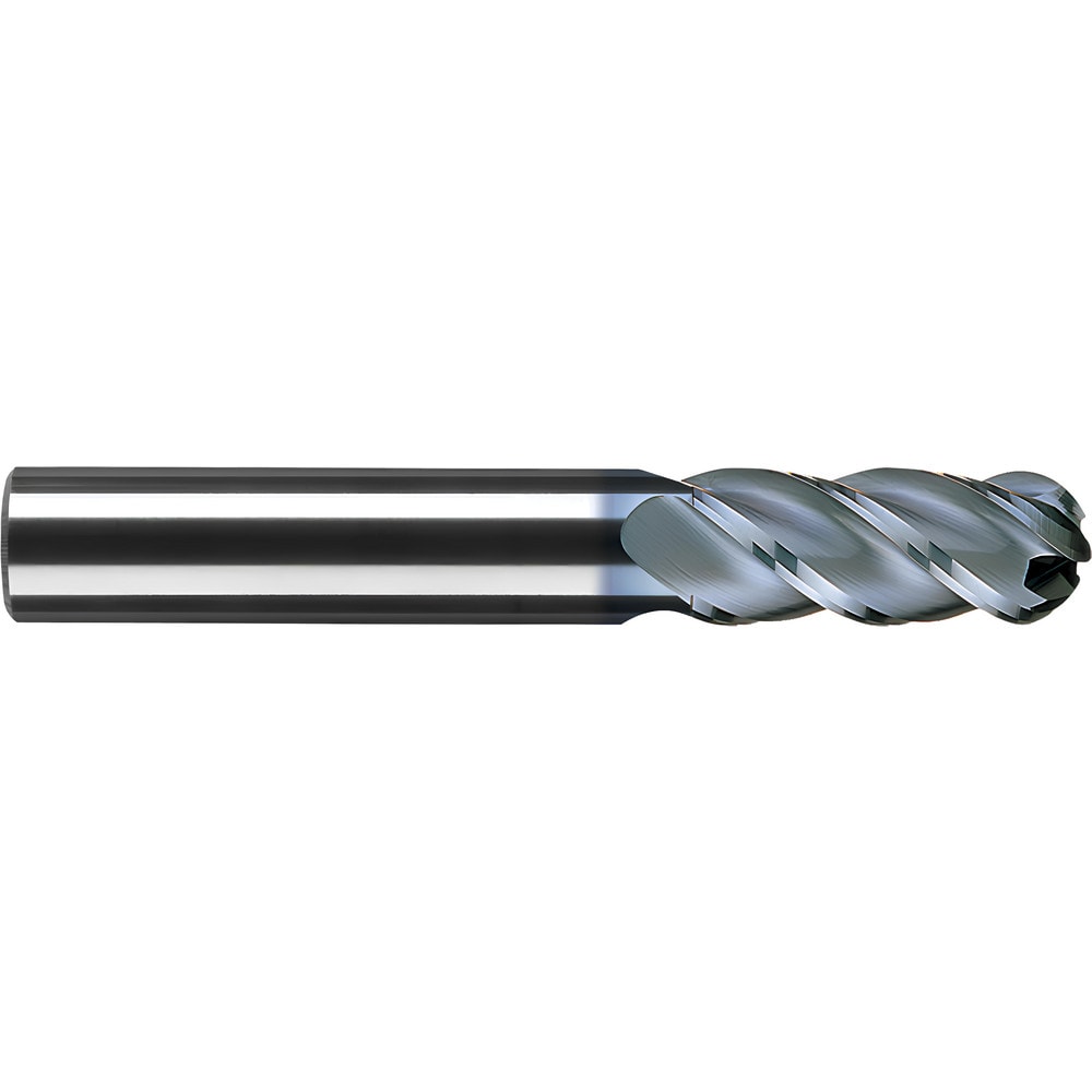 Ball End Mill: 0.375" Dia, 0.875" LOC, 4 Flute, Solid Carbide