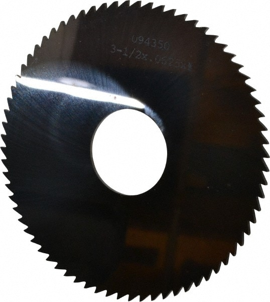 Slitting & Slotting Saw: 3-1/2" Dia, 1/16" Thick, 1" Arbor Hole, 72 Teeth, Solid Carbide