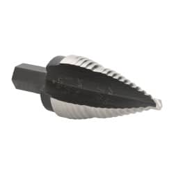 Irwin 10239 Step Drill Bits: 7/8" to 1-1/8" Hole Dia, 7/16" Shank Dia, High Speed Steel, 2 Hole Sizes 