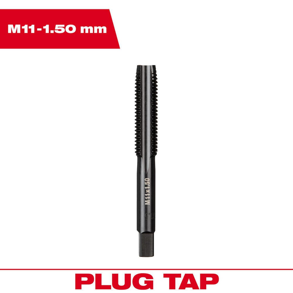 Straight Flute Taps; Tap Type: Straight Flute ; Thread Size (mm): M11x1.5 ; Chamfer: Plug ; Material: High-Carbon Steel ; Coating/Finish: Black Oxide ; Thread Direction: Right Hand