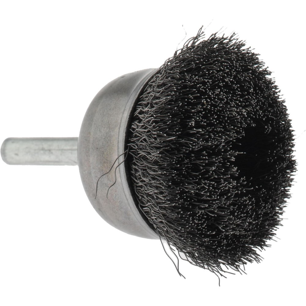 Cup Brush: 3 Dia, 0.008 Wire Dia, Steel, Crimped