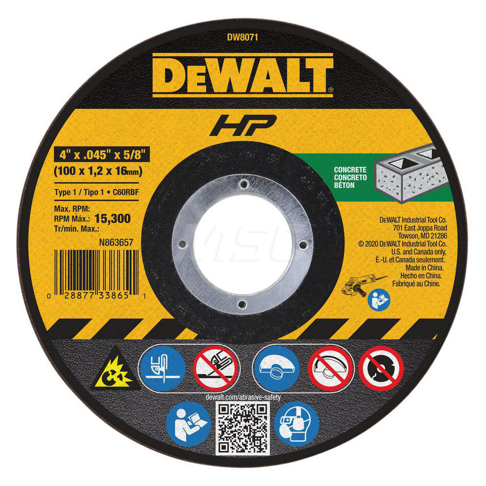 DeWALT 4 x 0.045, 5/8" Hole 46 Grit Silicon Carbide Cutoff Wheel