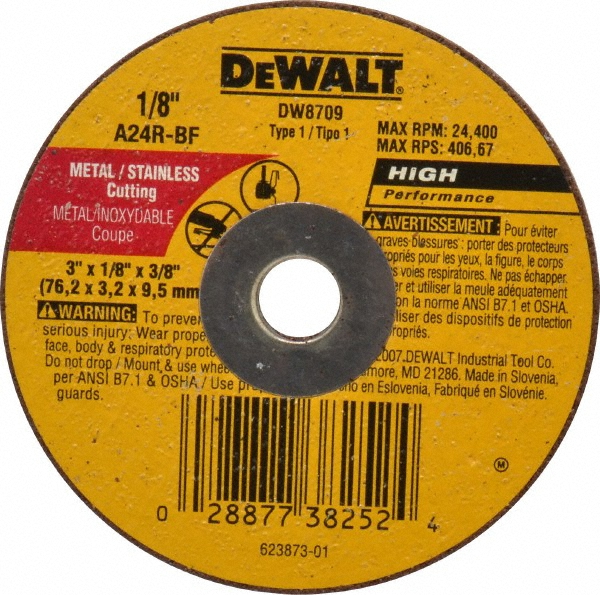 DEWALT DW8725H 6-Inch Aluminum Oxide Cutoff Wheel - .045 X 5/8-11 HP For Metal Cutting - View #8