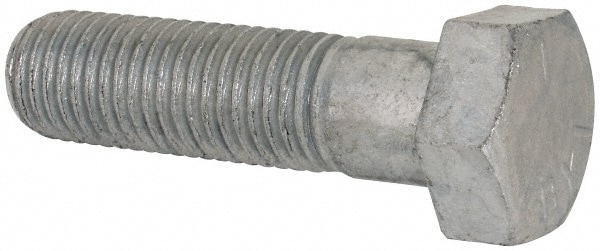 Hex Head Cap Screw: 7/8-9 x 3-1/4", Grade 5 Steel, Hot Dipped Galvanized Finish