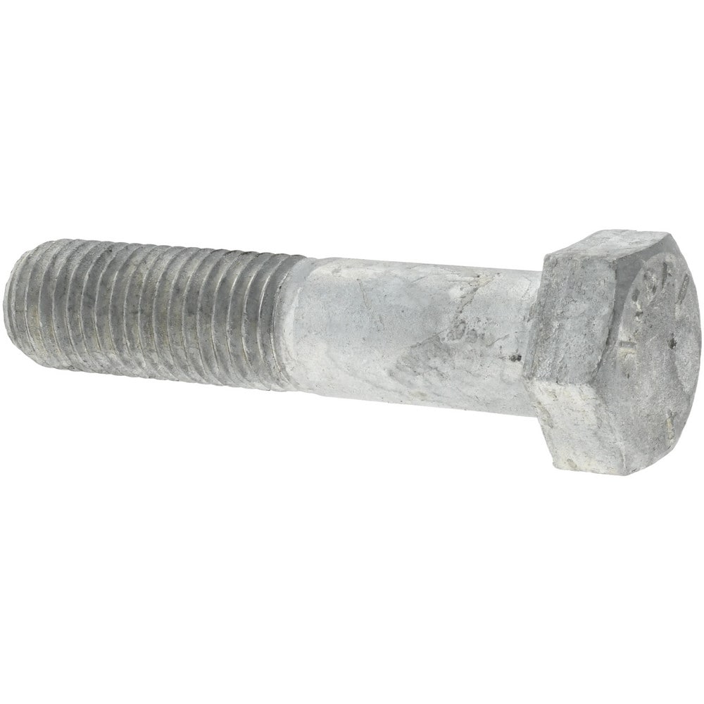 Hex Head Cap Screw: 7/8-9 x 4", Grade 5 Steel, Hot Dipped Galvanized Finish
