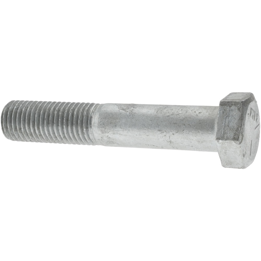 Hex Head Cap Screw: 1-8 x 5-1/2", Grade 5 Steel, Hot Dipped Galvanized Finish