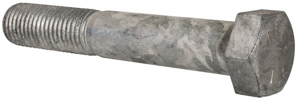 Hex Head Cap Screw: 1-1/8 - 7 x 7", Grade 5 Steel, Hot Dipped Galvanized Finish