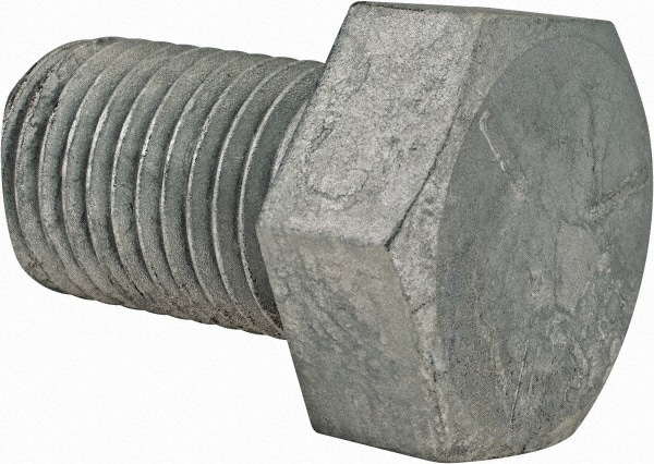 Hex Head Cap Screw: 1-1/4 - 7 x 2", Grade 5 Steel, Hot Dipped Galvanized Finish