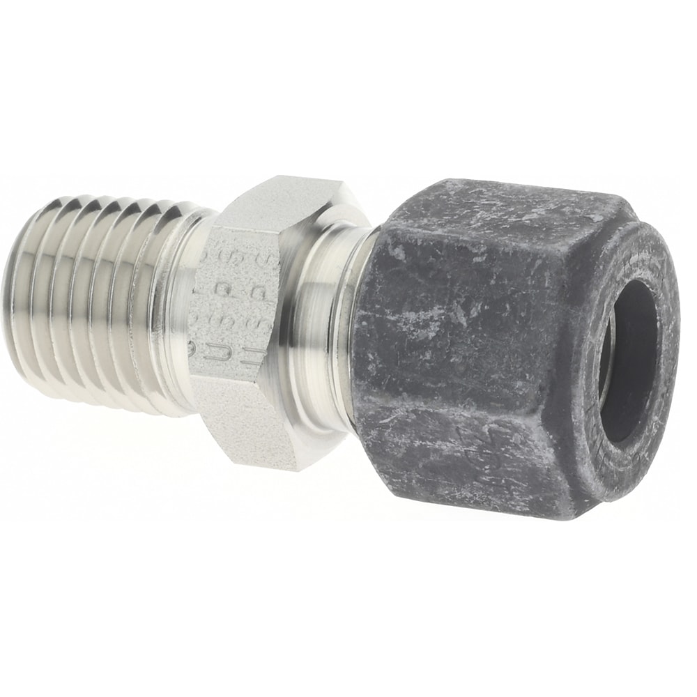Compression Tube Connector: 1/4" Thread, Compression x MNPT