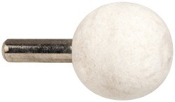 Mounted Polishing Bob: Ball Shape, 1" Max Dia, 1/4" Shank Dia, Wool Felt