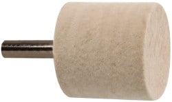 Mounted Polishing Bob: Cylinder Shape, 1-1/4" Max Dia, 1/4" Shank Dia, Wool Felt