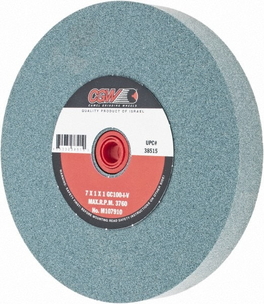 CGW Abrasives 38515 Bench & Pedestal Grinding Wheel: 7" Dia, 1" Thick, 1" Hole Dia, Silicon Carbide 