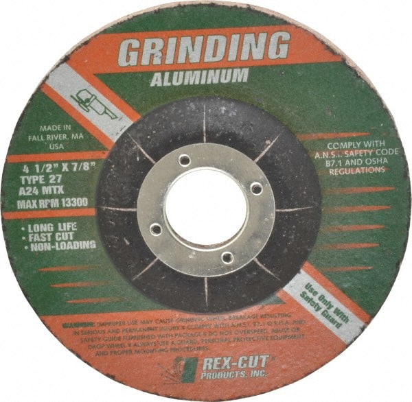 Rex Cut Product 245051 Depressed Center Wheel: Type 27, 4-1/2" Dia, Aluminum Oxide 