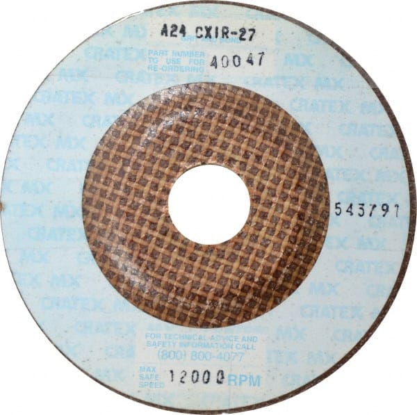 Cratex 40047 Depressed Center Wheel: Type 27, 4-1/2" Dia, Aluminum Oxide 