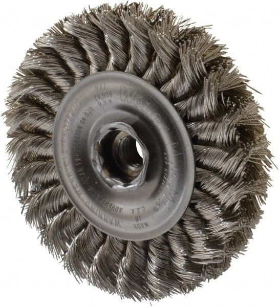 Weiler 94639 Wheel Brush: 4" Wheel Dia, Knotted 