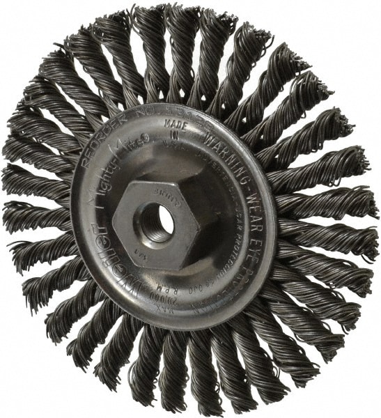 Weiler 94651 Wheel Brush: 4" Wheel Dia, Knotted 