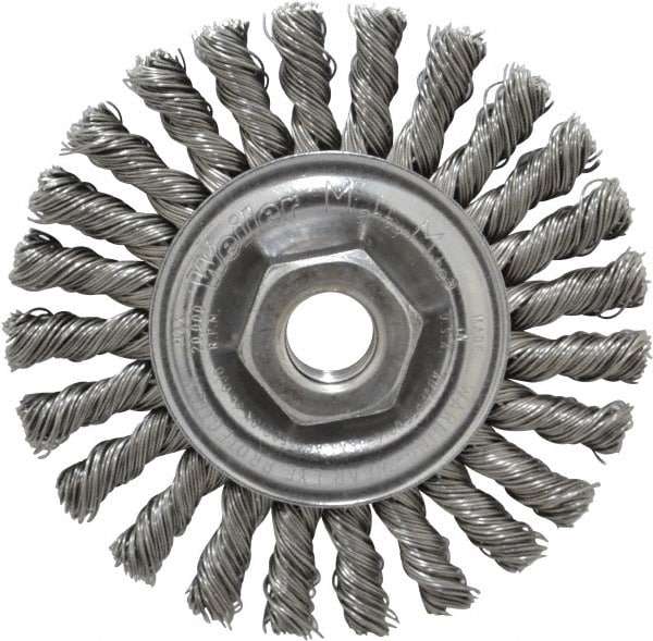 Weiler 94672 Wheel Brush: 4" Wheel Dia, Knotted 