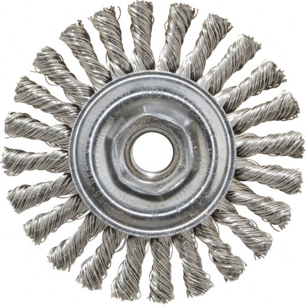 Weiler 94674 Wheel Brush: 4" Wheel Dia, Knotted 