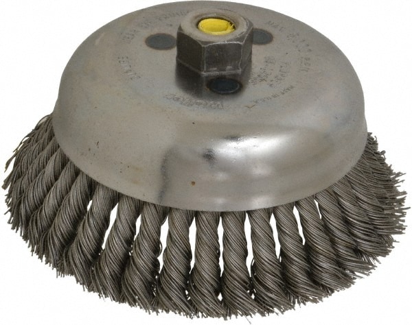 Weiler 94707 Cup Brush: 6" Dia, 0.023" Wire Dia, Steel, Knotted 