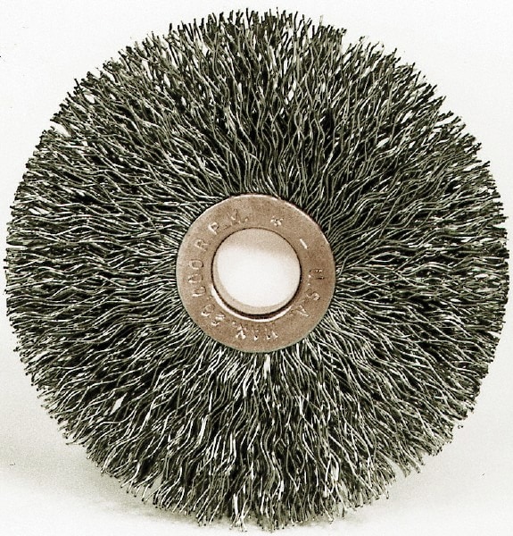 Wheel Brush: 6" Wheel Dia, Crimped