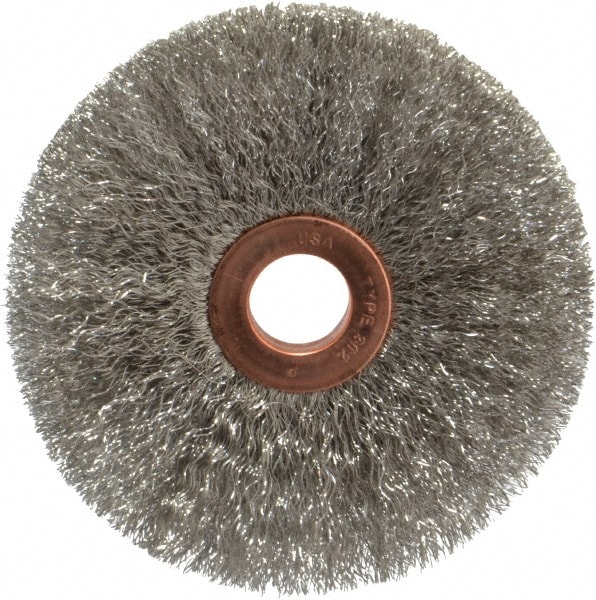 Weiler 93665 Wheel Brush: 3" Wheel Dia, Crimped 