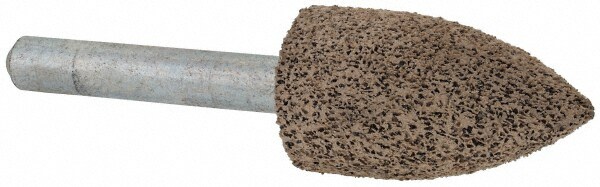Mounted Point: 1-1/4" Thick, 1/4" Shank Dia, A12, 36 Grit, Very Coarse