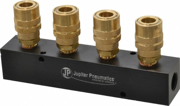 Value Collection 3/8 Inch Inlet, 1/4 Inch Outlet, Manifold - 6-1/4" Long x 1-1/4" Wide x 3-1/4" High, 0.187" Mounting Hole Dia, 4 Ports