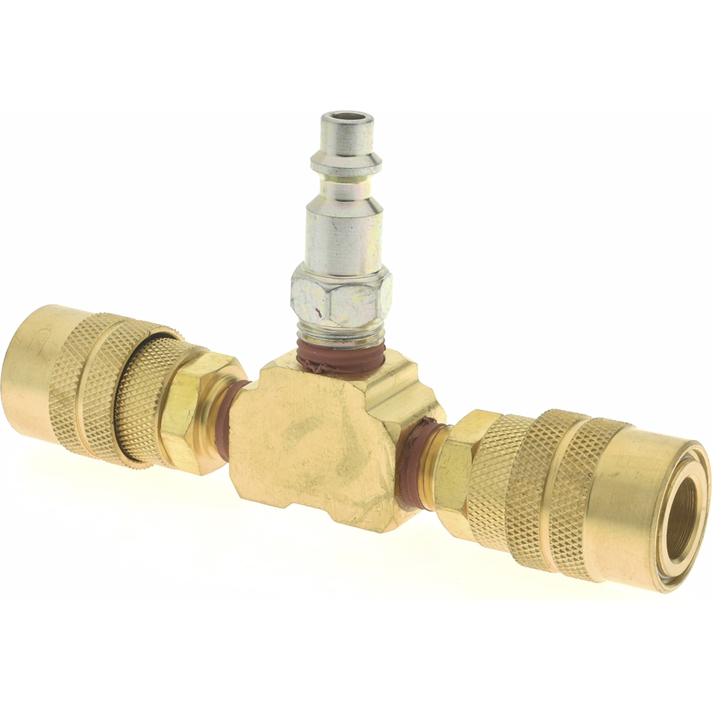 Value Collection 2652222530 Manifold: 1/4" Inlet, 1/4" Outlet, 1 Inlet Port, 2 Outlet Ports, 5" OAL, 0.75" OAW Image