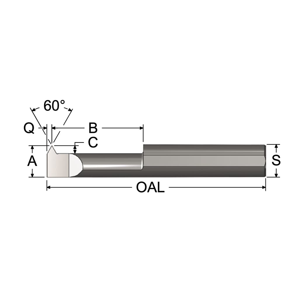 Scientific Cutting Tools LHTT490750 Single Point Theading Tool: 0.49" Min Thread Dia, 8 to 32 TPI, 0.75" Cut Depth, Internal, Solid Carbide Image