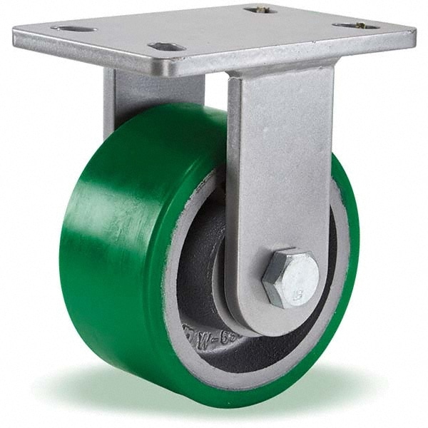 Hamilton R-CH-63DB Rigid Top Plate Caster: Polyurethane, 6" Wheel Dia, 3" Wheel Width, 2,200 lb Capacity, 8" OAH 