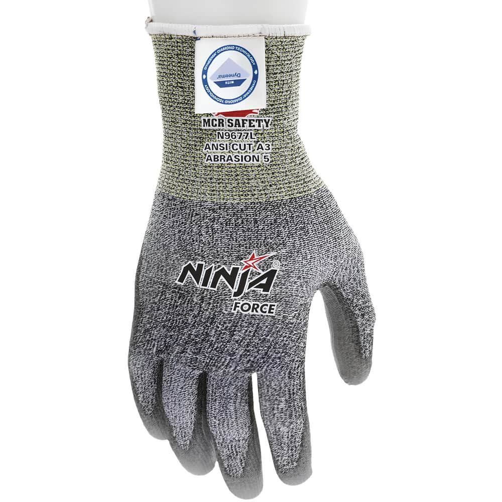 Cut-Resistant Gloves: Size Large, ANSI Cut A3, ANSI Puncture 3, Polyurethane, Series N9677