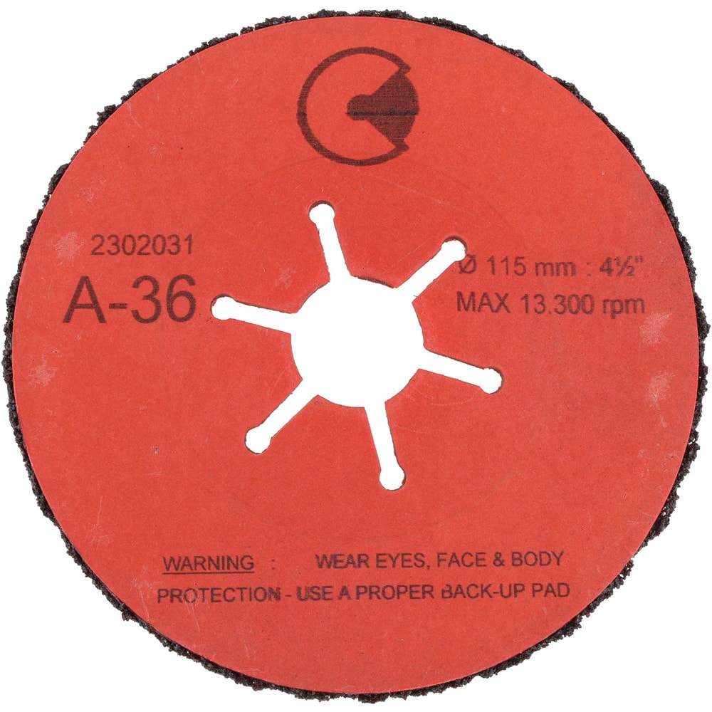 Fiber Disc: 4-1/2" Disc Dia, 7/8" Hole, 36 Grit, Aluminum Oxide