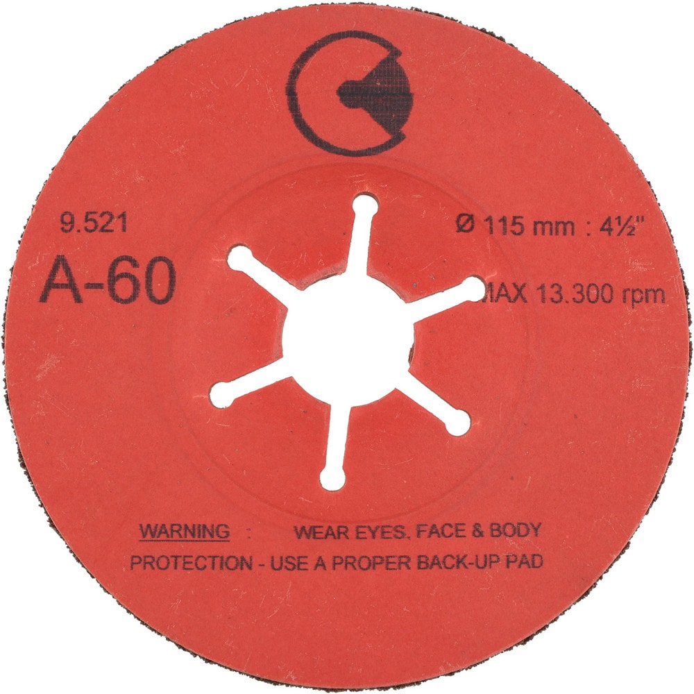 Fiber Disc: 4-1/2" Disc Dia, 7/8" Hole, 60 Grit, Aluminum Oxide