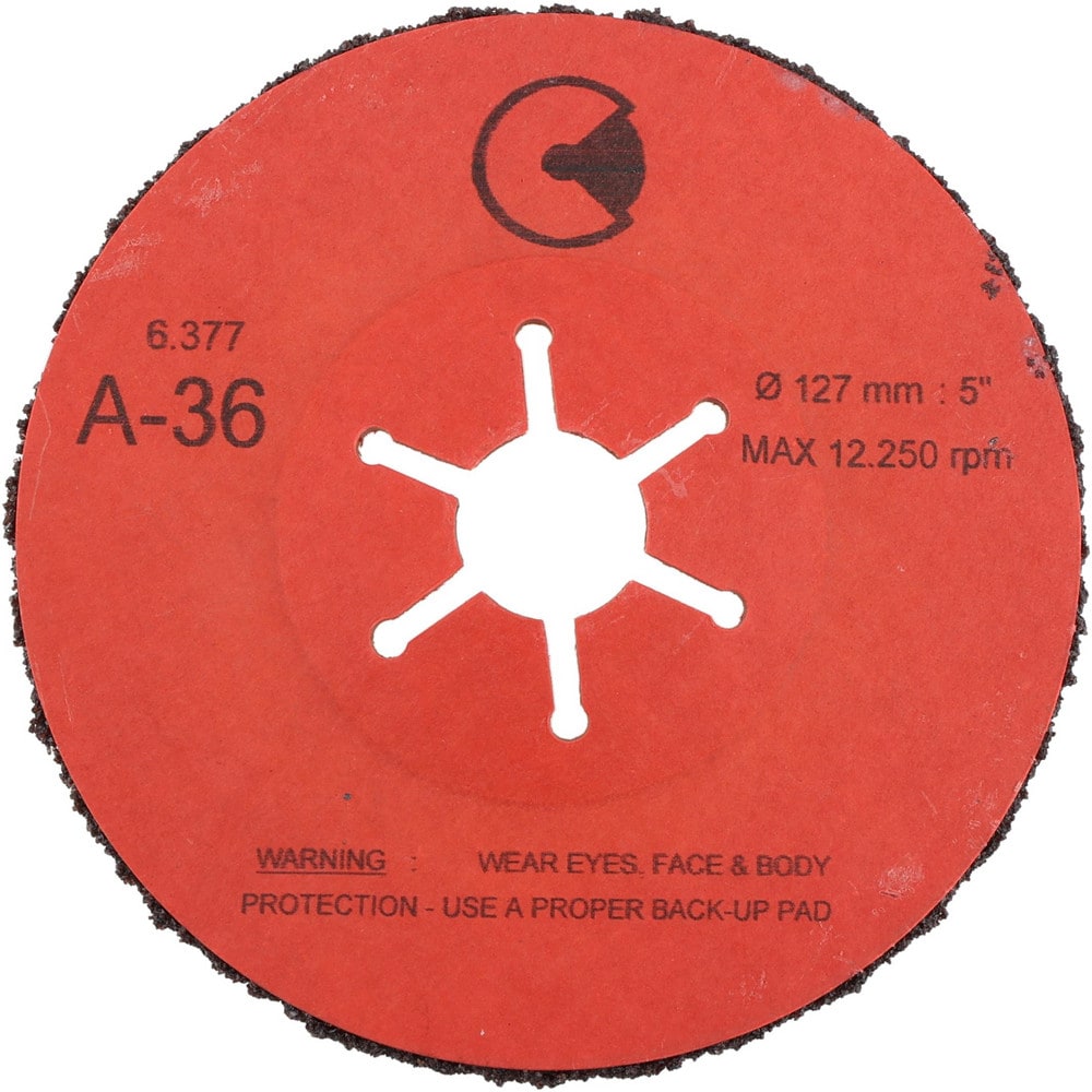 Fiber Disc: 5" Disc Dia, 7/8" Hole, 36 Grit, Aluminum Oxide