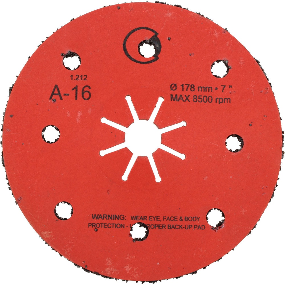 Fiber Disc: 7" Disc Dia, 7/8" Hole, 16 Grit, Aluminum Oxide